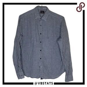 UNTUCKit Blue and White Plaid Long‎ Sleeve Button Down Cotton Shirt Size Medium